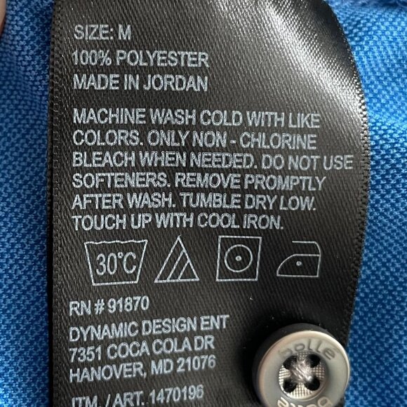 bolle Short Sleeve Athletic 3 Button Polyester Sporty Polo Shirt Blue Sz M NWOT - Picture 11 of 12